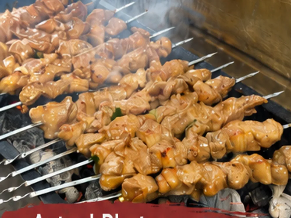 Fresh skewers over charcoal